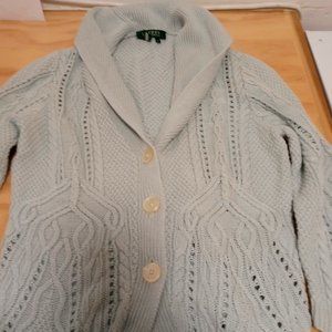 Lauren By RL Button Down Rollneck Knit Sweater